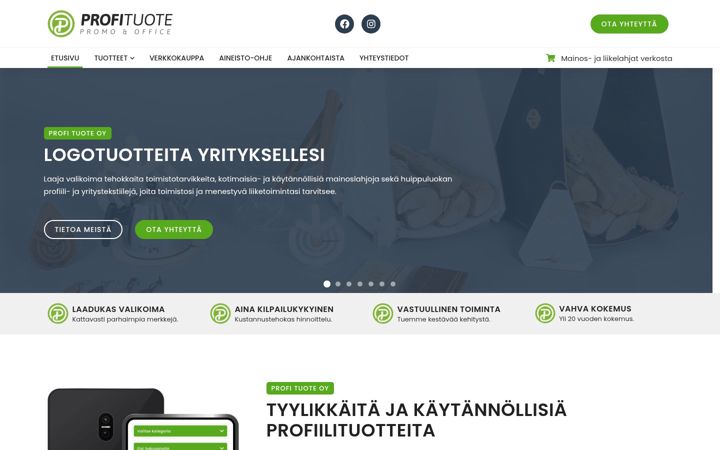 Kuvakaappaus sivustosta profituote.fi