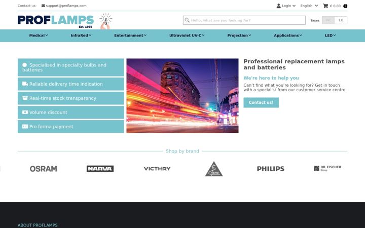 Screenshot of proflamps.com