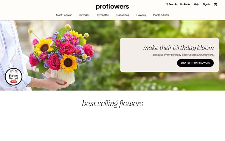 Screenshot di proflowers.com
