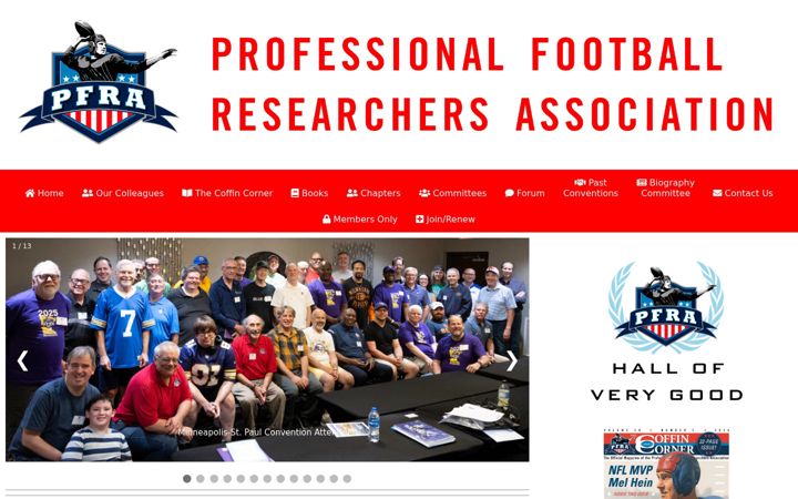 Screenshot of profootballresearchers.com