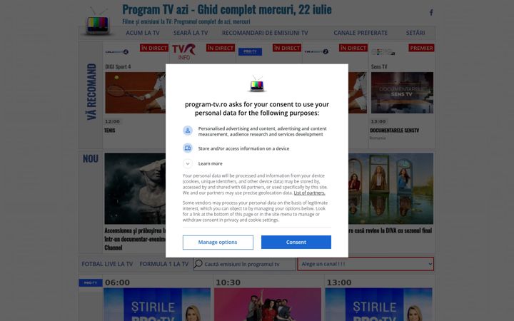 Screenshot of program-tv.ro