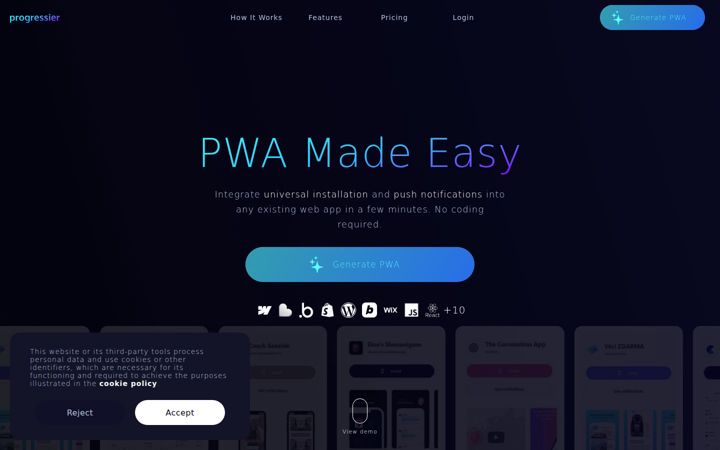 Екранна снимка на progressier.app