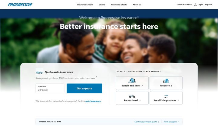 Screenshot ta' progressive.com