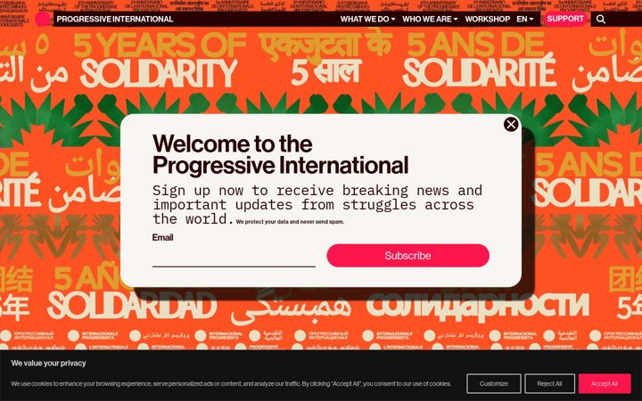 Screenshot of progressive.international