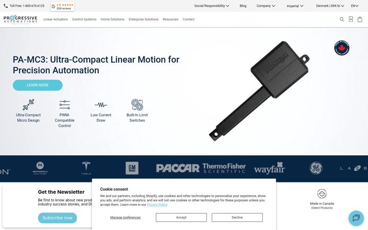 Screenshot of progressiveautomations.com