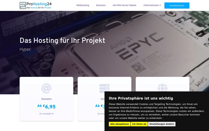 Screenshot of prohosting24.de