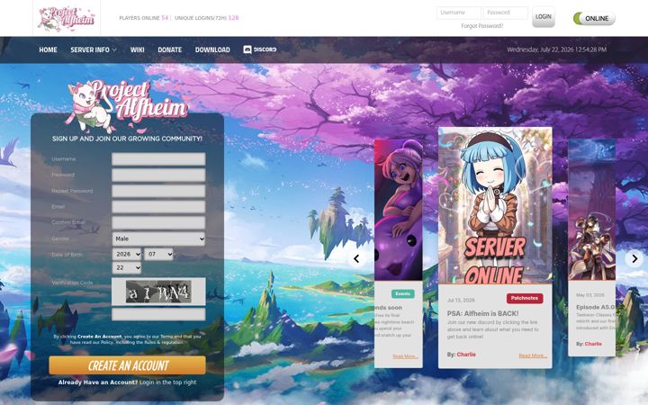 Screenshot of projectalfheim.net