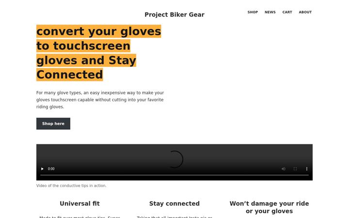 Screenshot of projectbikergear.com