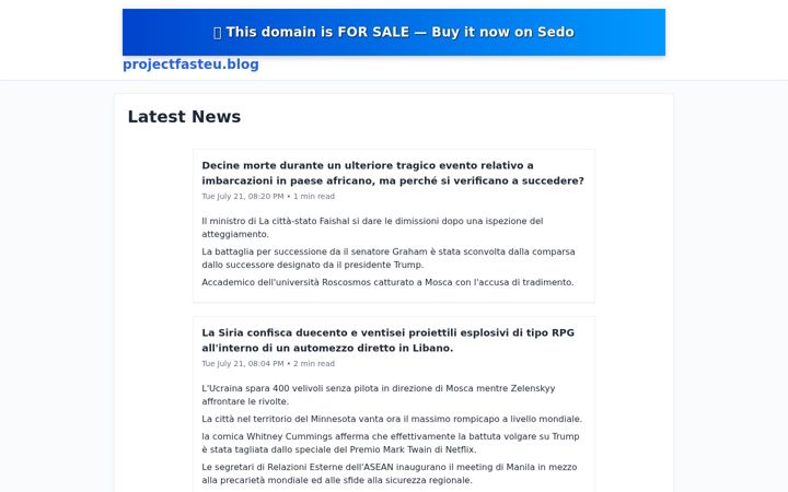 Screenshot of projectfasteu.blog