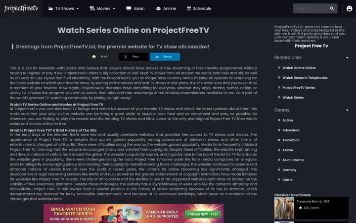Screenshot of projectfreetv.lol