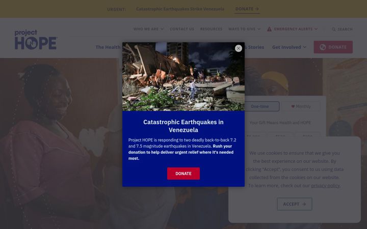 Screenshot of projecthope.org