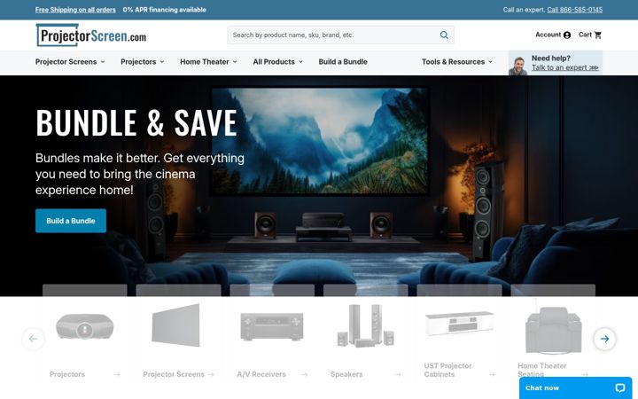 Screenshot of projectorscreen.com