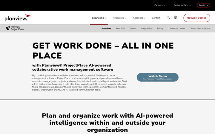 Screenshot of projectplace.com