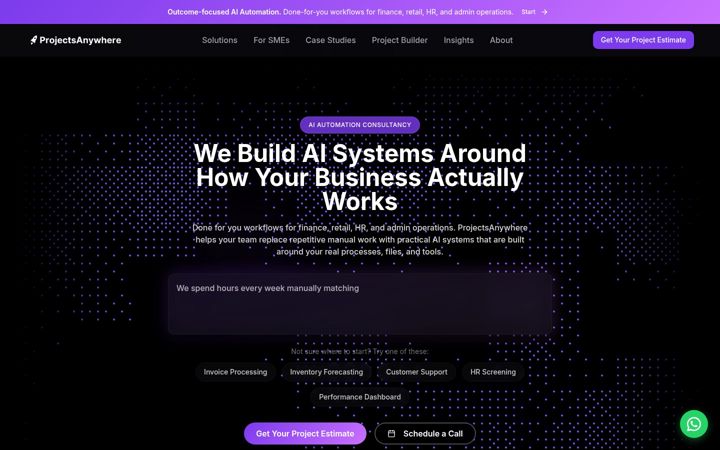 Screenshot stránky projectsanywhere.com