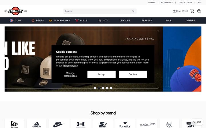 Screenshot of projerseysports.com