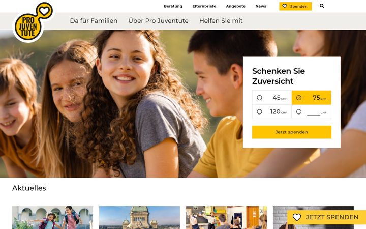Screenshot of projuventute.ch