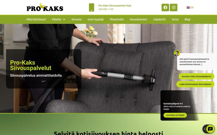 Screenshot stránky prokaks.fi