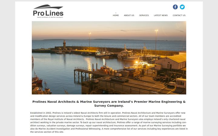 Screenshot of prolines.ie