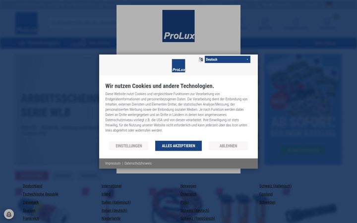 Captura de ecrã de prolux-shop.com