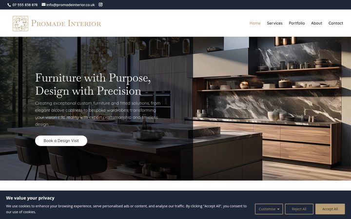 Screenshot of promadeinterior.co.uk