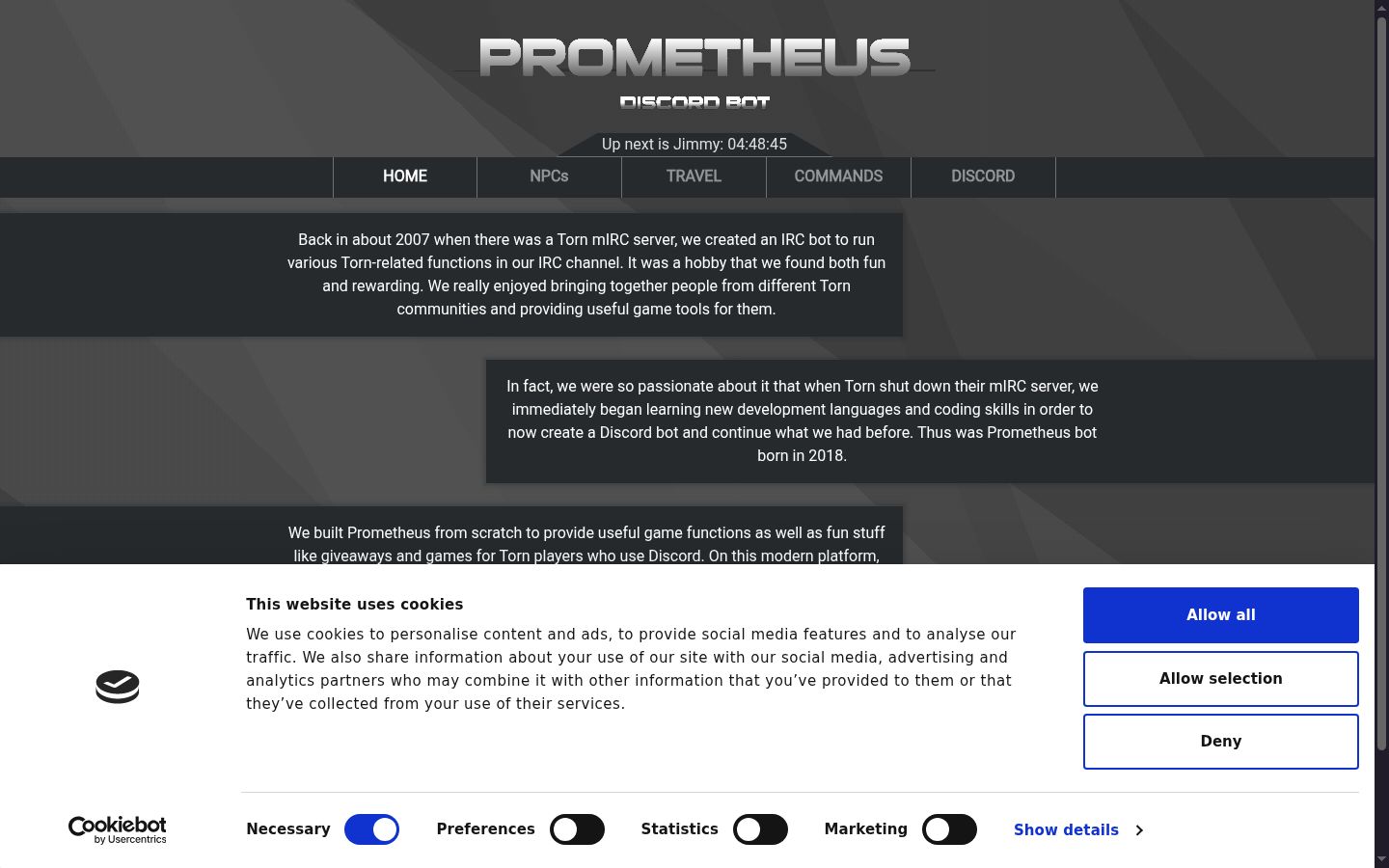 Screenshot des Einwilligungsbanners vor jeglicher Interaktion