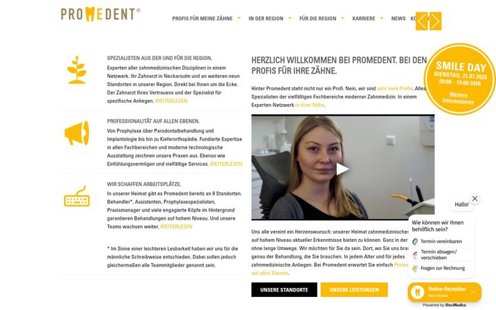 Screenshot of promedent.de