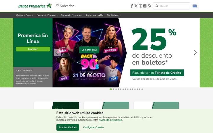 Screenshot of promerica.com.sv