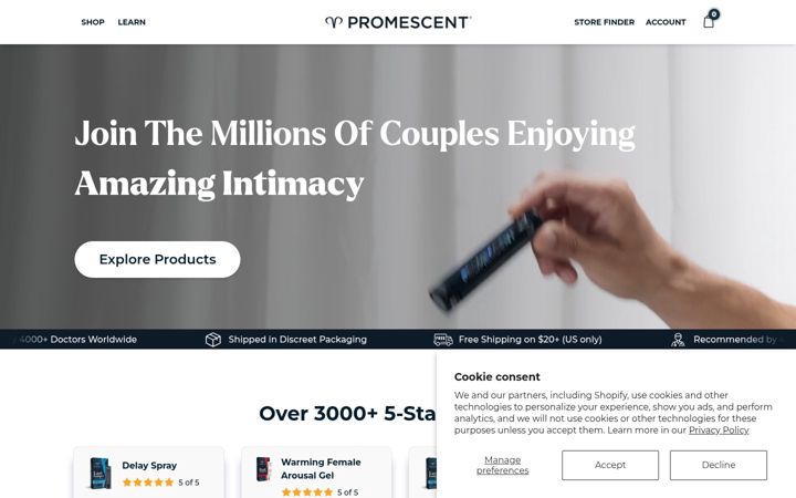 Screenshot of promescent.com