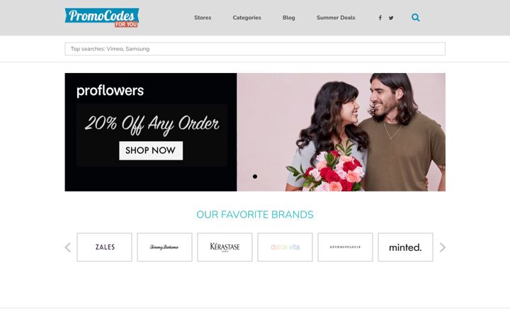 Screenshot of promocodesforyou.com