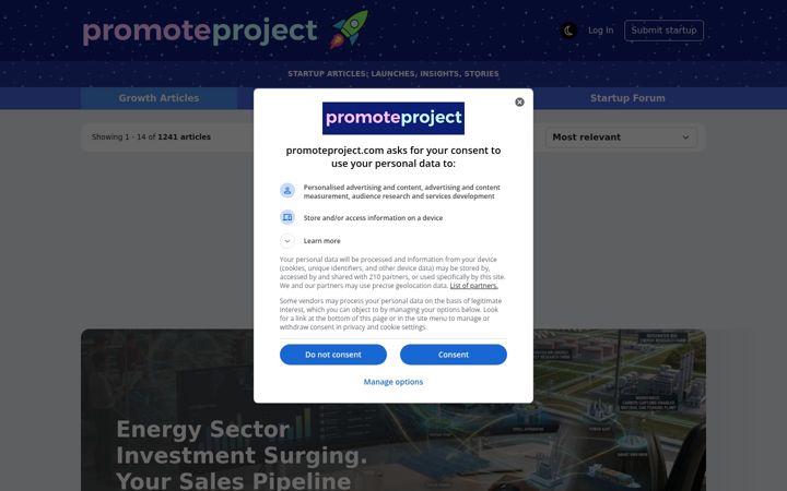 Screenshot of promoteproject.com