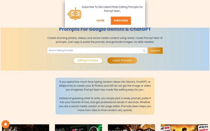 Screenshot of promptseenn.com