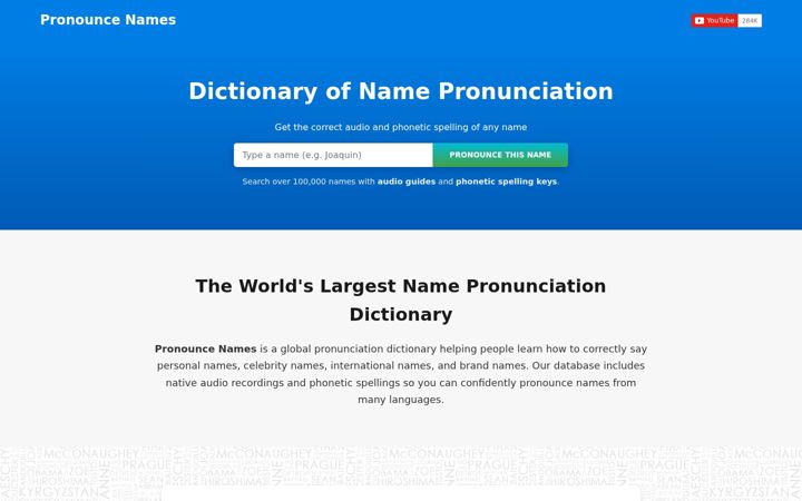 Ekrano kopija pronouncenames.com