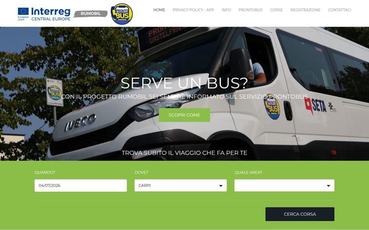 Kuvakaappaus sivustosta prontobus-rumobil.eu