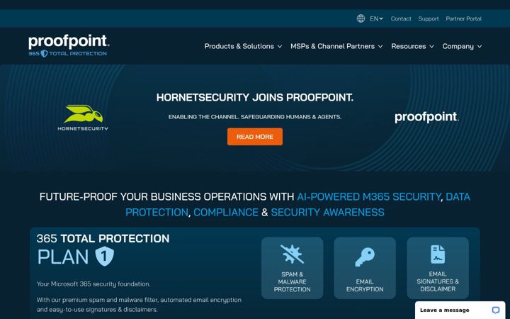Snímek obrazovky proofpoint-total-protection.com