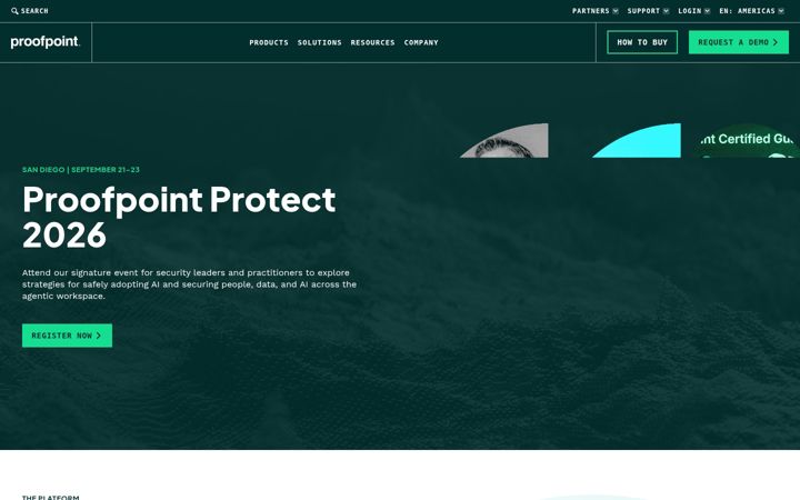 Snímek obrazovky proofpoint.com