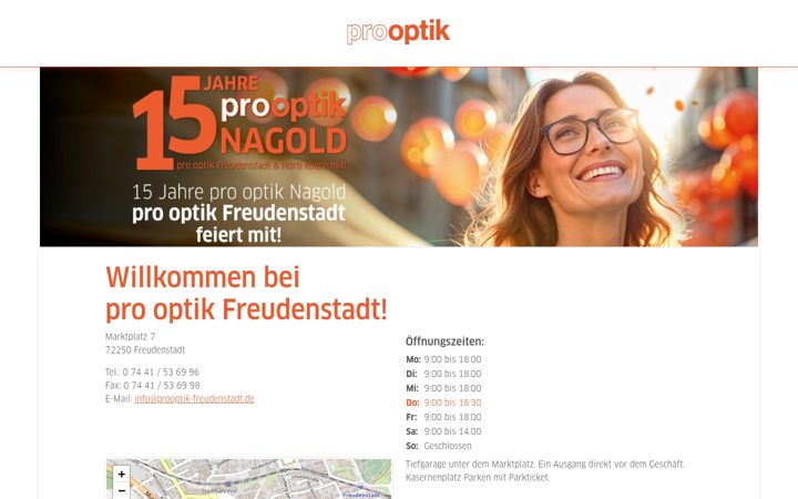 Snimka zaslona za prooptik-freudenstadt.de