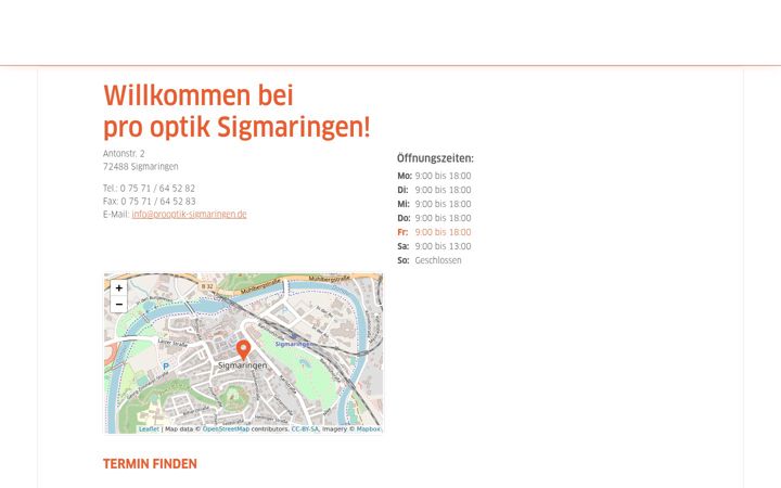 Screenshot of prooptik-sigmaringen.de