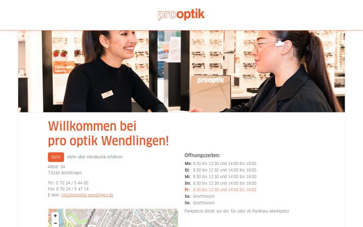 Screenshot of prooptik-wendlingen.de