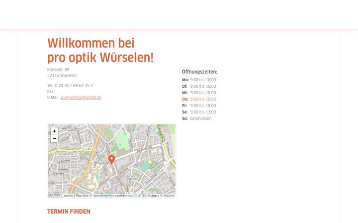 Screenshot of prooptik-wuerselen.de