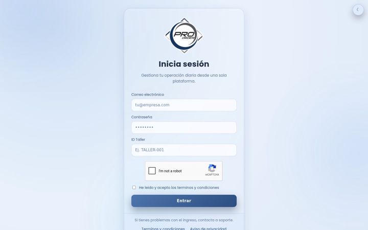Screenshot of proordersistem.com.mx