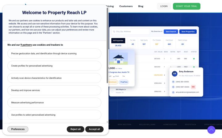 Screenshot of propertyreach.com