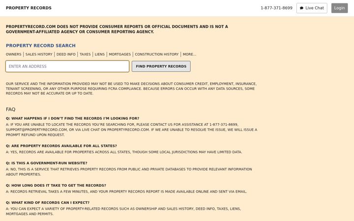 Screenshot of propertyrecord.com