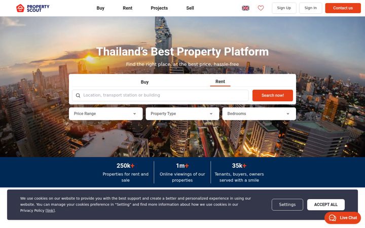 Екранна снимка на propertyscout.co.th