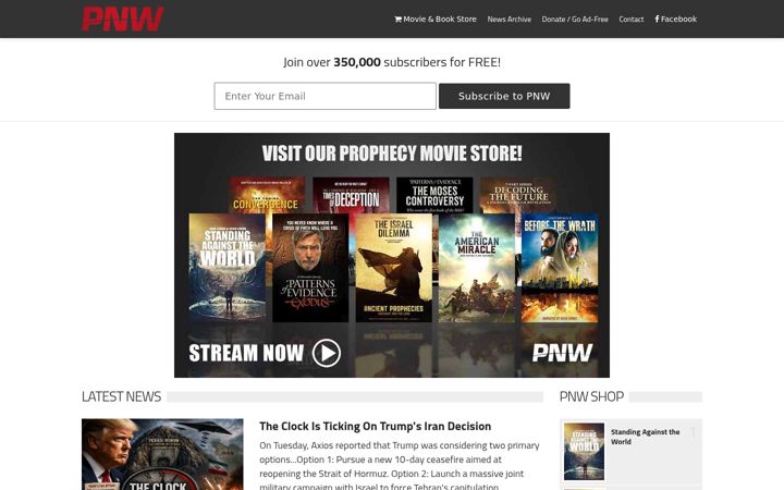 Screenshot of prophecynewswatch.com