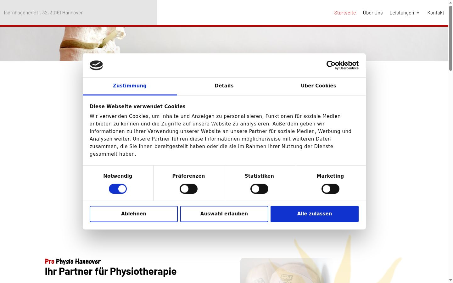 Screenshot tal-banner tal-kunsens muri qabel kwalunkwe interazzjoni