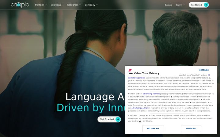 Captură de ecran a propio.com