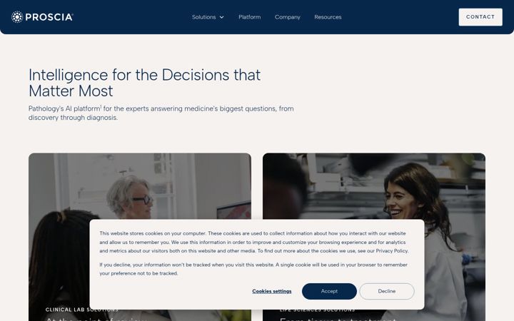 Screenshot of proscia.com