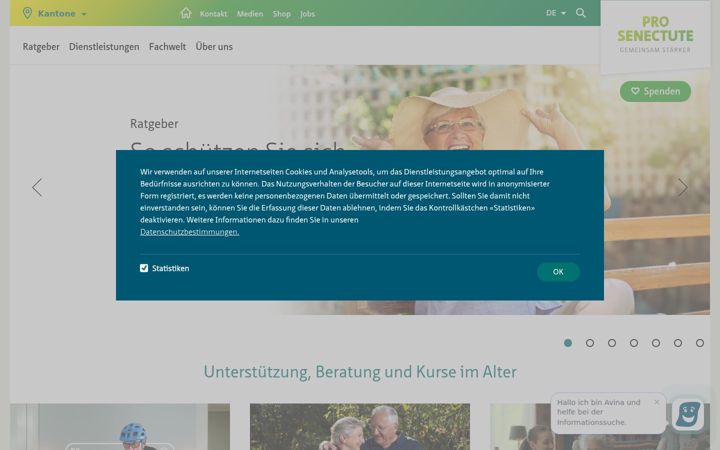Screenshot of prosenectute.ch