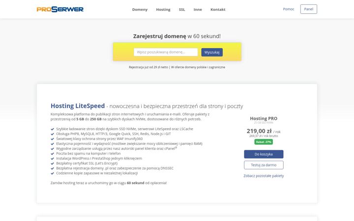 Screenshot of proserwer.pl