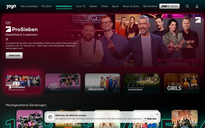 Screenshot van prosieben.de